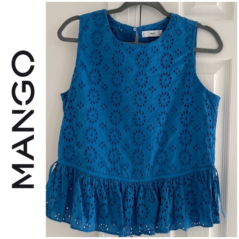 Mango Eyelet Peplum Top